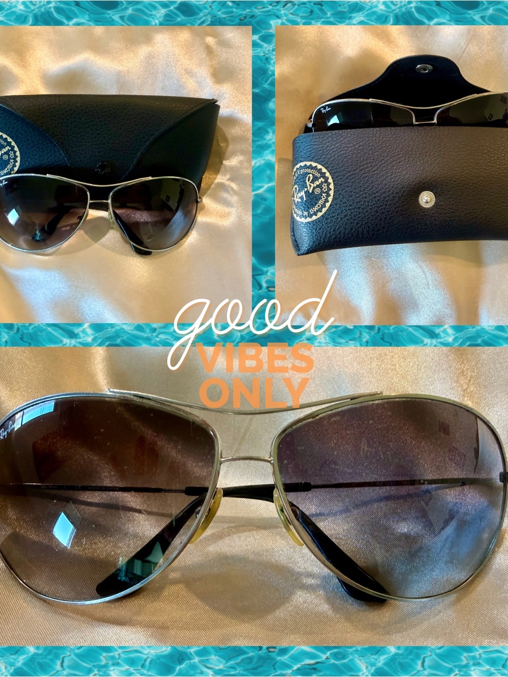 Ray-Ban Aviator Sunglasses Silver Brown Gradient Lenses w/ Case